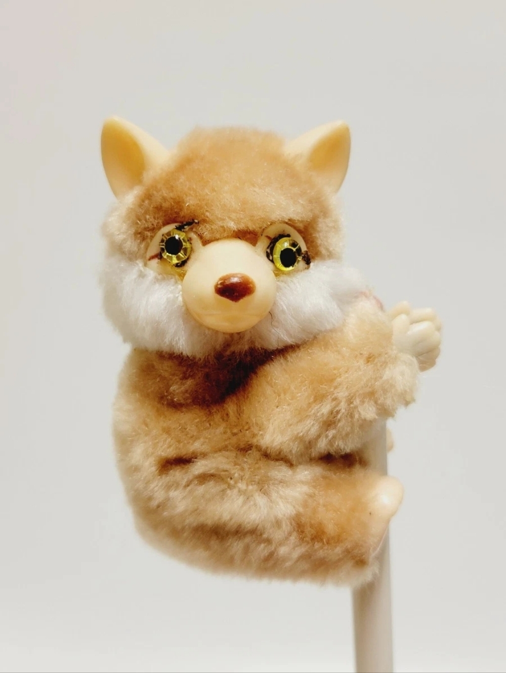 🌾Vintage Fox Pencil Hugger Gripper Topper Plush Clip On Toy 1980s Tan🌾